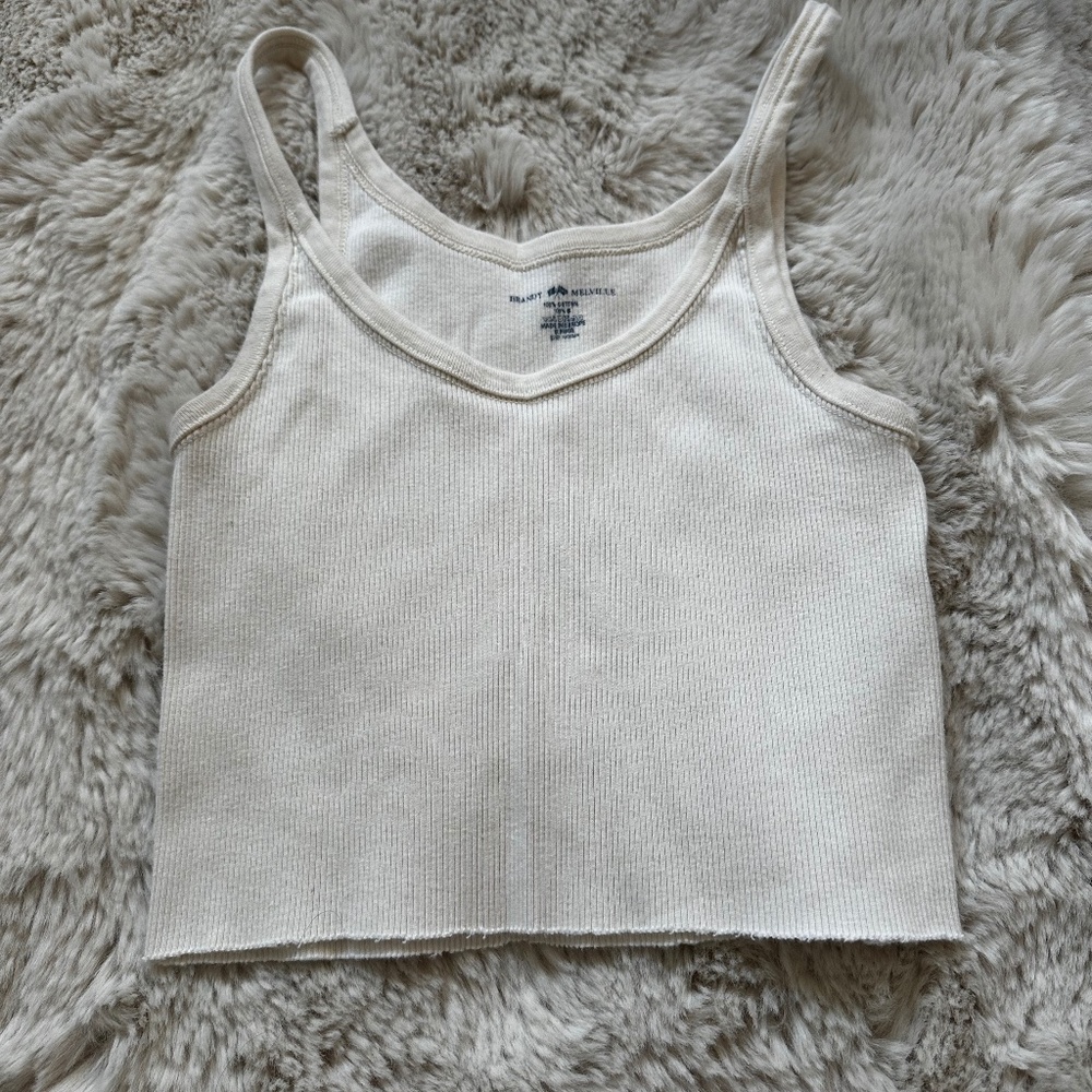 Cream Brandy Melville Cropped Tank Top